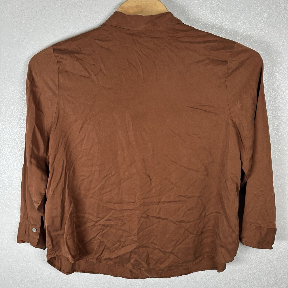 J Jill Popover Tunic Top Blouse Womens 2X Brown Long Sleeve Pockets Modal Rayon - Picture 5 of 7